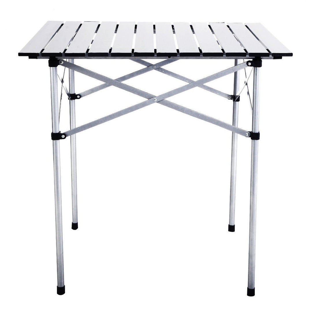 Roll Up Portable Folding Camping Square Aluminum Picnic Table w/Bag (27-3/5 ) Image 2