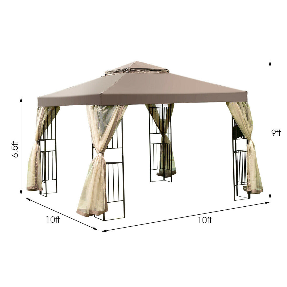 Outdoor 10x10 Gazebo Canopy Shelter Awning Tent Patio Screw-free structure Garden Image 2