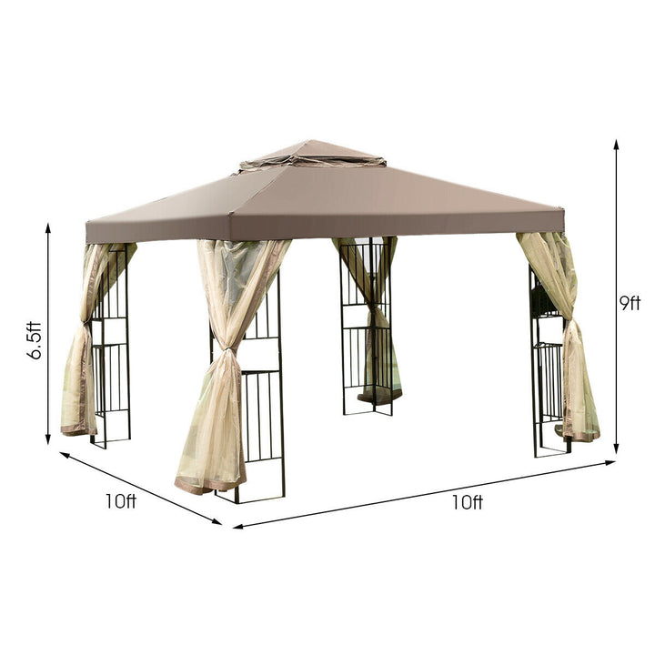 Outdoor 10x10 Gazebo Canopy Shelter Awning Tent Patio Screw-free structure Garden Image 2