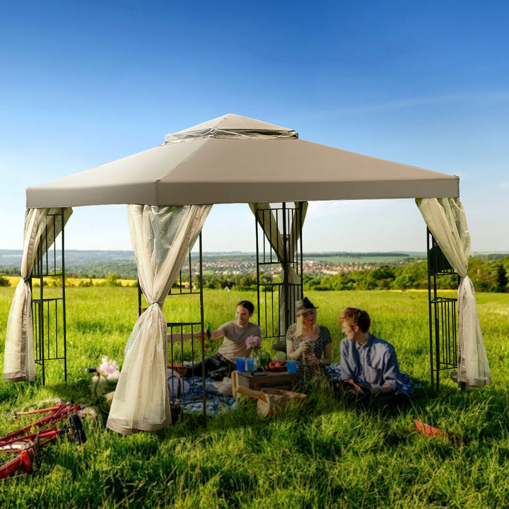 Outdoor 10x10 Gazebo Canopy Shelter Awning Tent Patio Screw-free structure Garden Image 3