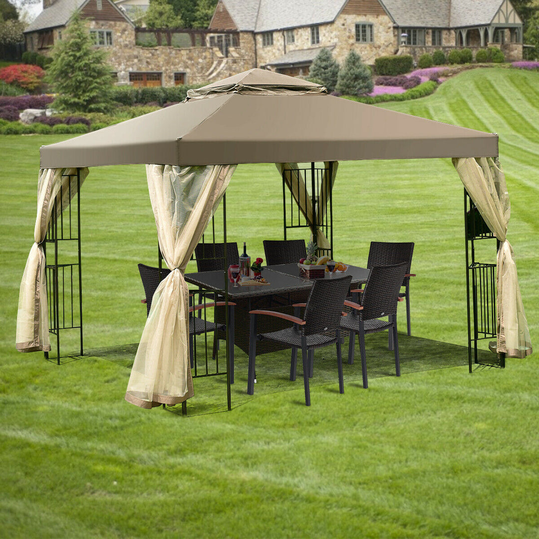 Outdoor 10x10 Gazebo Canopy Shelter Awning Tent Patio Screw-free structure Garden Image 4