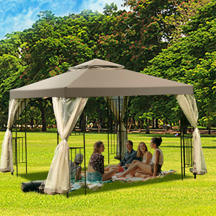 Outdoor 10x10 Gazebo Canopy Shelter Awning Tent Patio Screw-free structure Garden Image 5