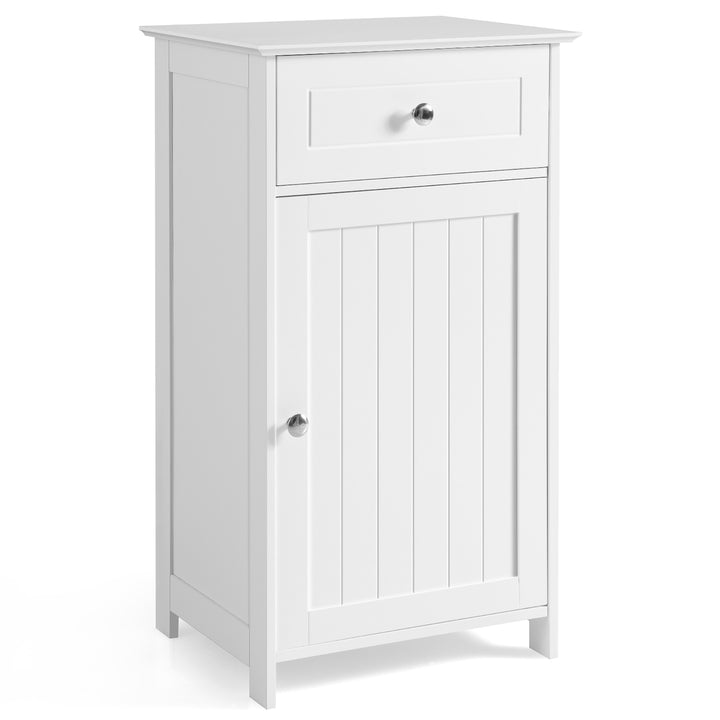 White Floor Storage Cabinet Bathroom Organizer Cupboard Drawer Shelf Bath Towel Image 1