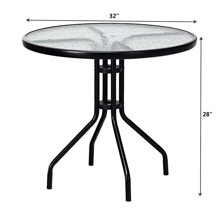 32Outdoor Patio Round Table Tempered Glass Top Image 2