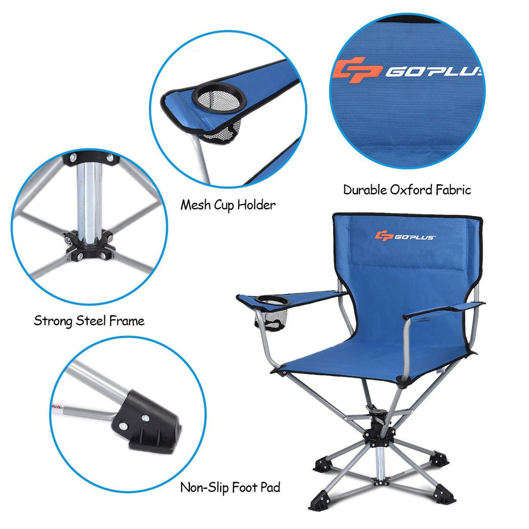 Collapsible Portable Swivel Camping Chair 360degreesFree Rotation for Picnic Fishing Image 4