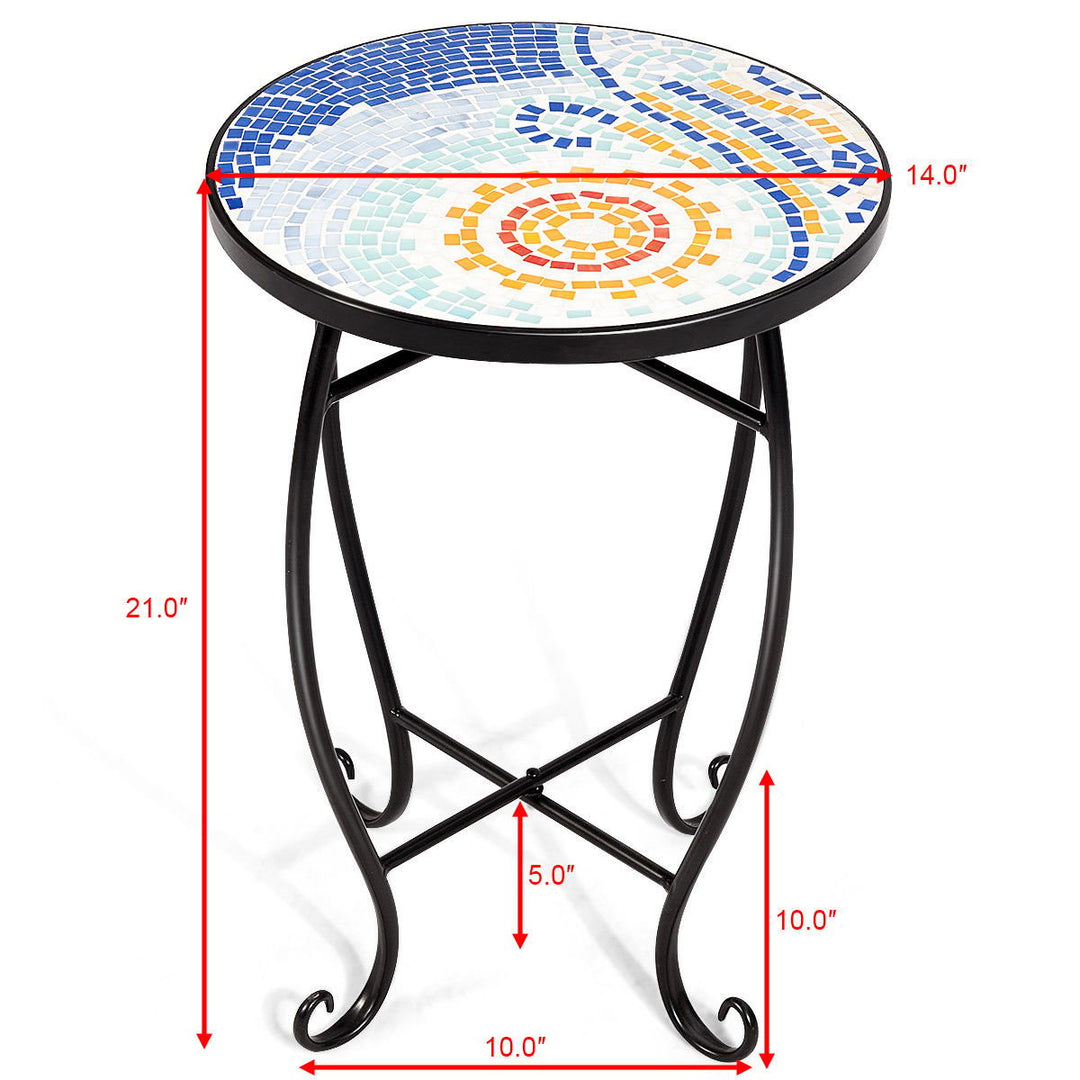 Outdoor Indoor Accent Table Plant Stand Scheme Garden Steel Ocean Image 2