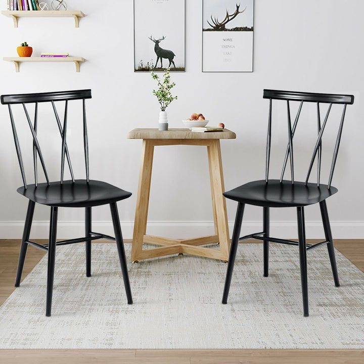 Set of 2 Dining Side Chairs Chairs Armless Cross Back Kitchen Bistro Caf Image 2