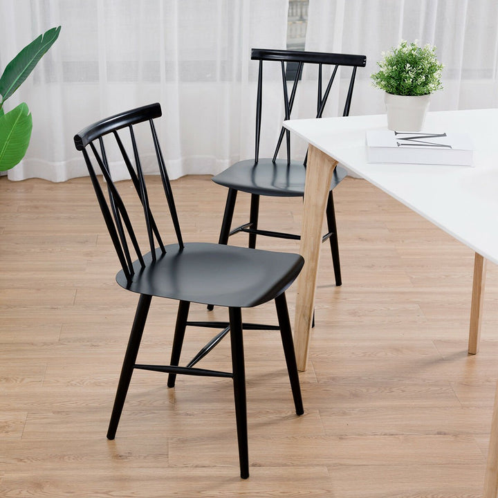 Set of 2 Dining Side Chairs Chairs Armless Cross Back Kitchen Bistro Caf Image 4