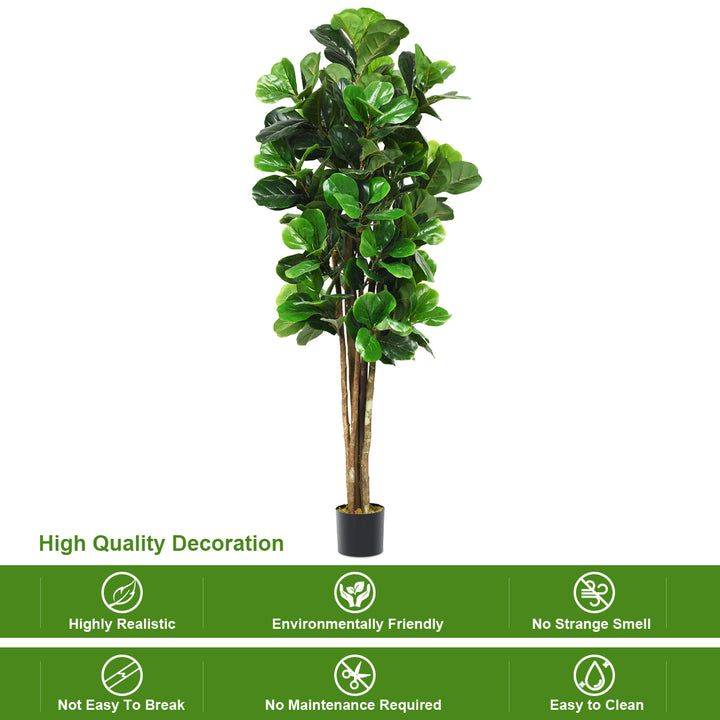 6ft Artificial Natural Fig Tree Bush Indoor/Outdoor decorative Planter Image 4