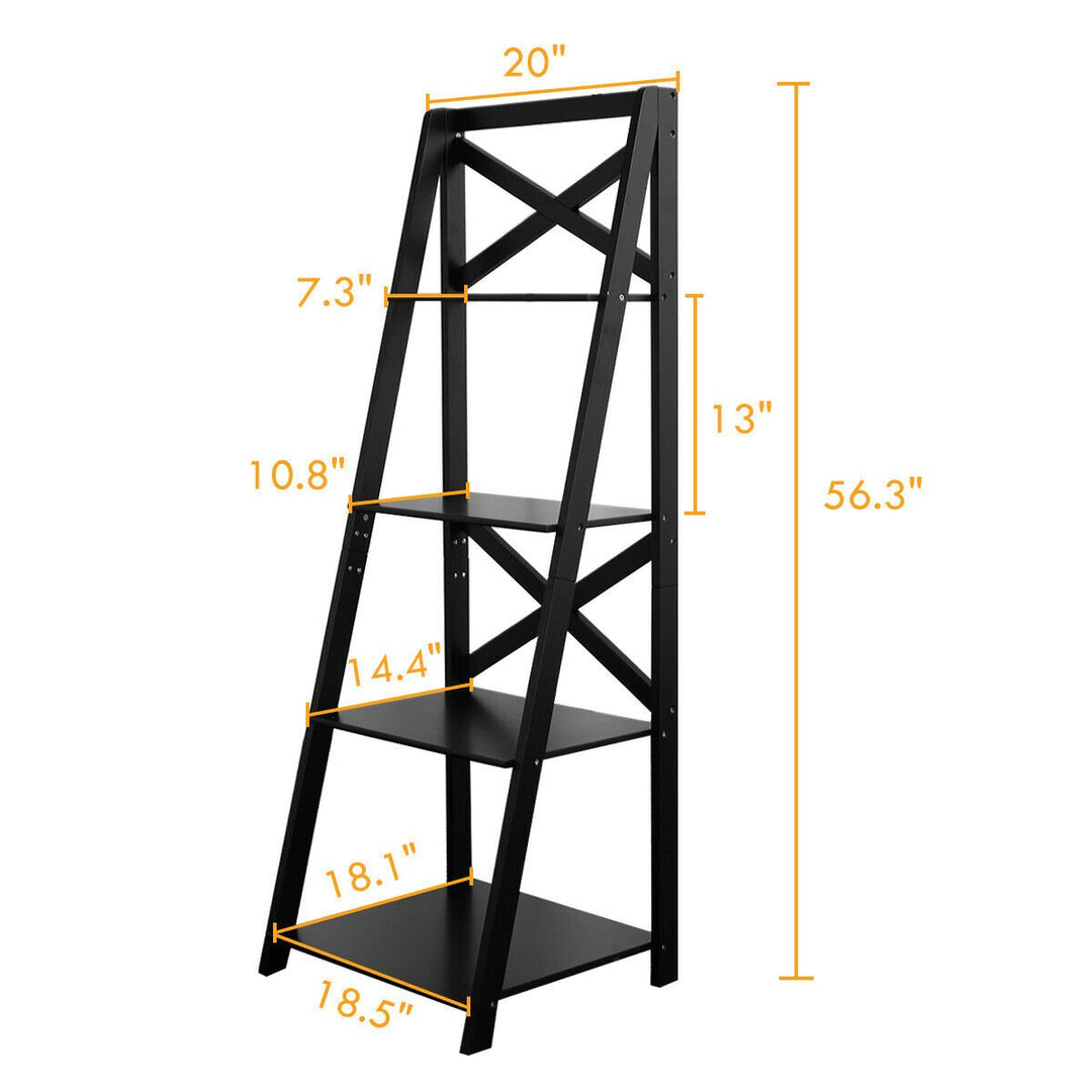 2 Pcs 4-Tier Ladder Shelf Bookshelf Bookcase Storage Display Leaning Home Office Image 2