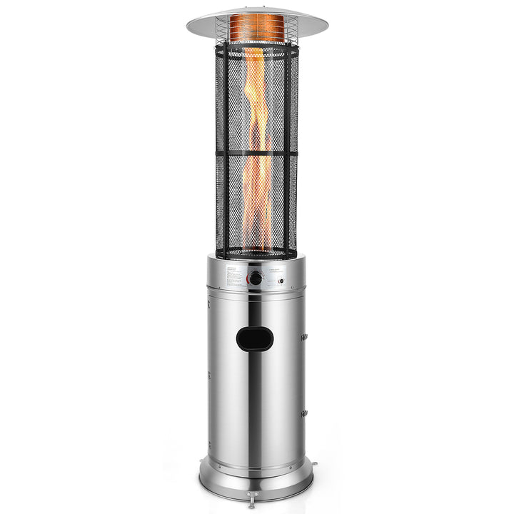 34000 BTU Patio Heaters Stainless Steel Round Propane Glass Tube Flame W/Wheels Image 1