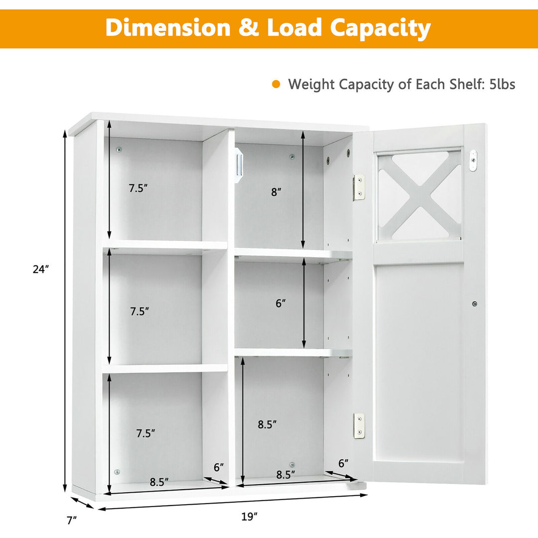 Wall-Mounted Cabinet Bathroom Storage 2-Tier Shelf Multipurpose Organizer White Image 3