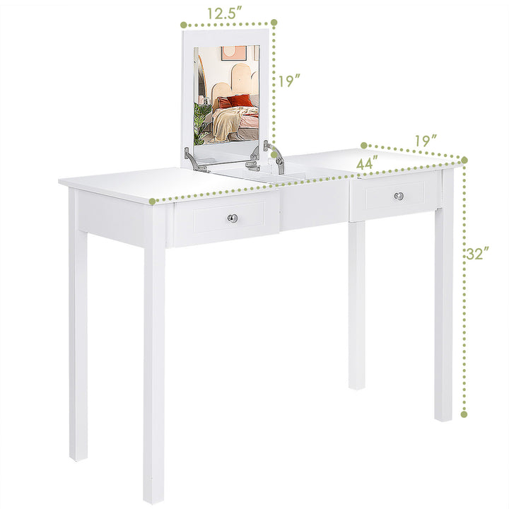 Vanity Table Dressing Table Flip Top Desk Furniture White Image 2