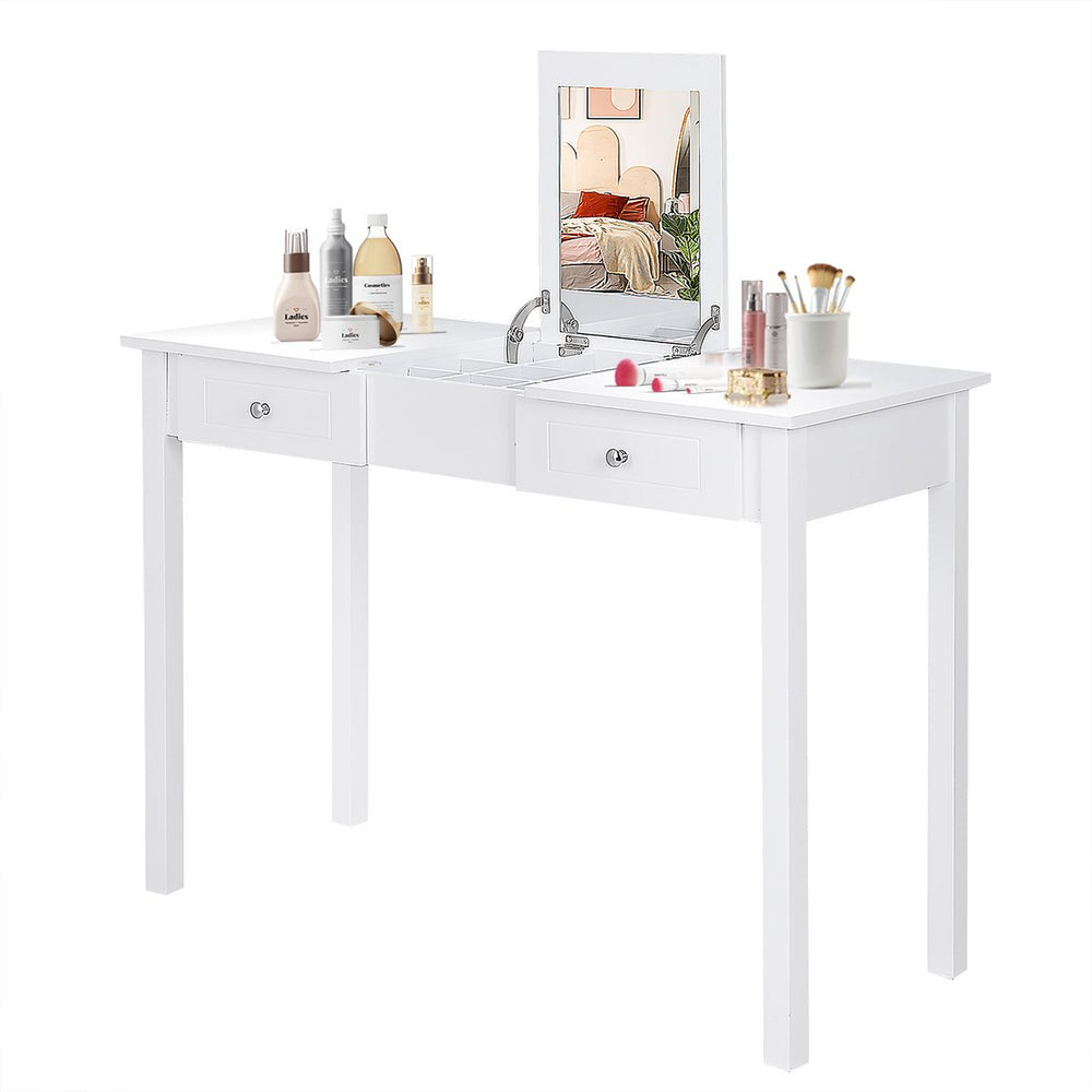 Vanity Table Dressing Table Flip Top Desk Furniture White Image 2