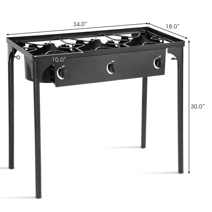 Portable Propane 225,000-BTU 3 Burner Gas Cooker Outdoor Camp Stove BBQ Image 2