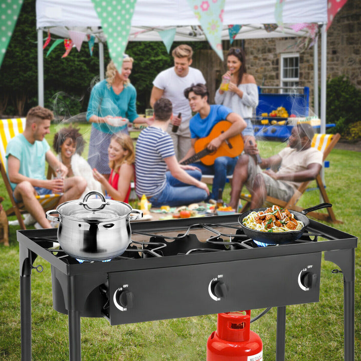 Portable Propane 225,000-BTU 3 Burner Gas Cooker Outdoor Camp Stove BBQ Image 3