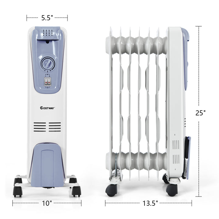 1500W Electric Oil Filled Radiator Space Heater 7-Fin Thermostat Room Radiant Image 3