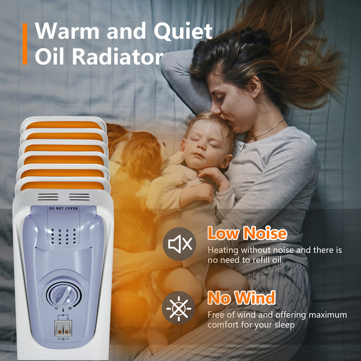 1500W Electric Oil Filled Radiator Space Heater 7-Fin Thermostat Room Radiant Image 4