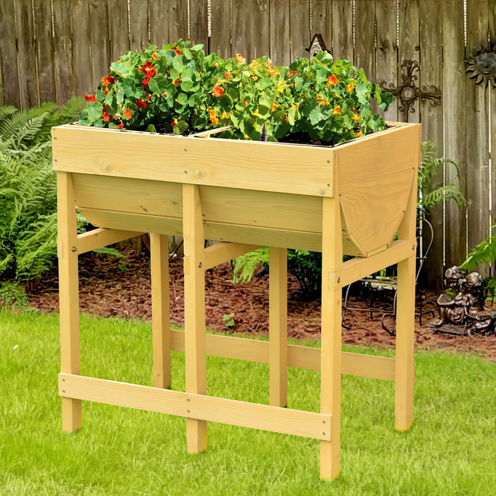 Raised Wooden V Planter Elevated Vegetable Flower Bed Free Standing Planting with liner Image 3