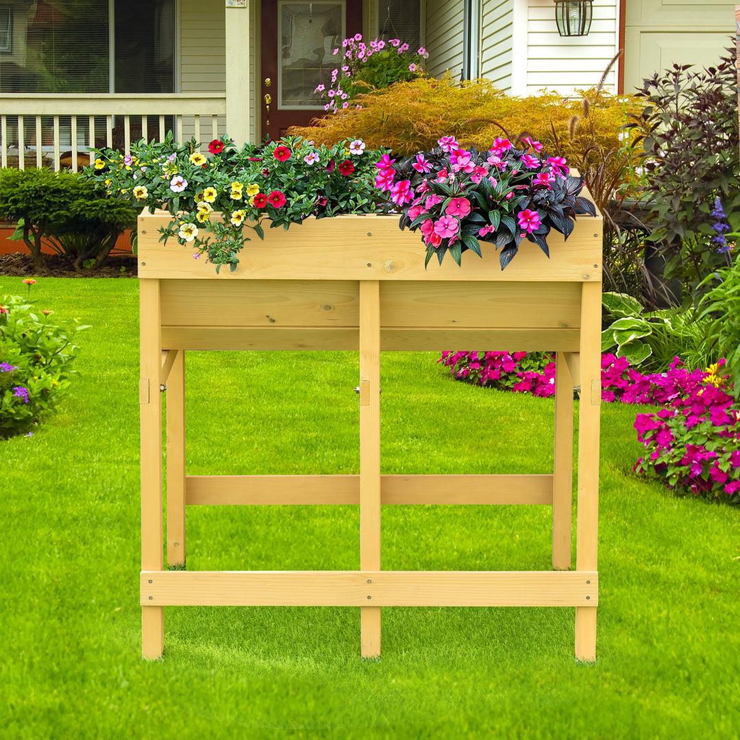 Raised Wooden V Planter Elevated Vegetable Flower Bed Free Standing Planting with liner Image 4