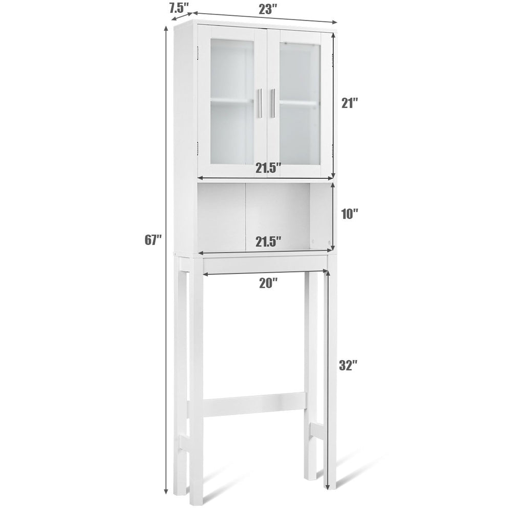 Wooden Over The Toilet Storage Cabinet Spacesaver Organizer Bathroom Tower Rack Image 2