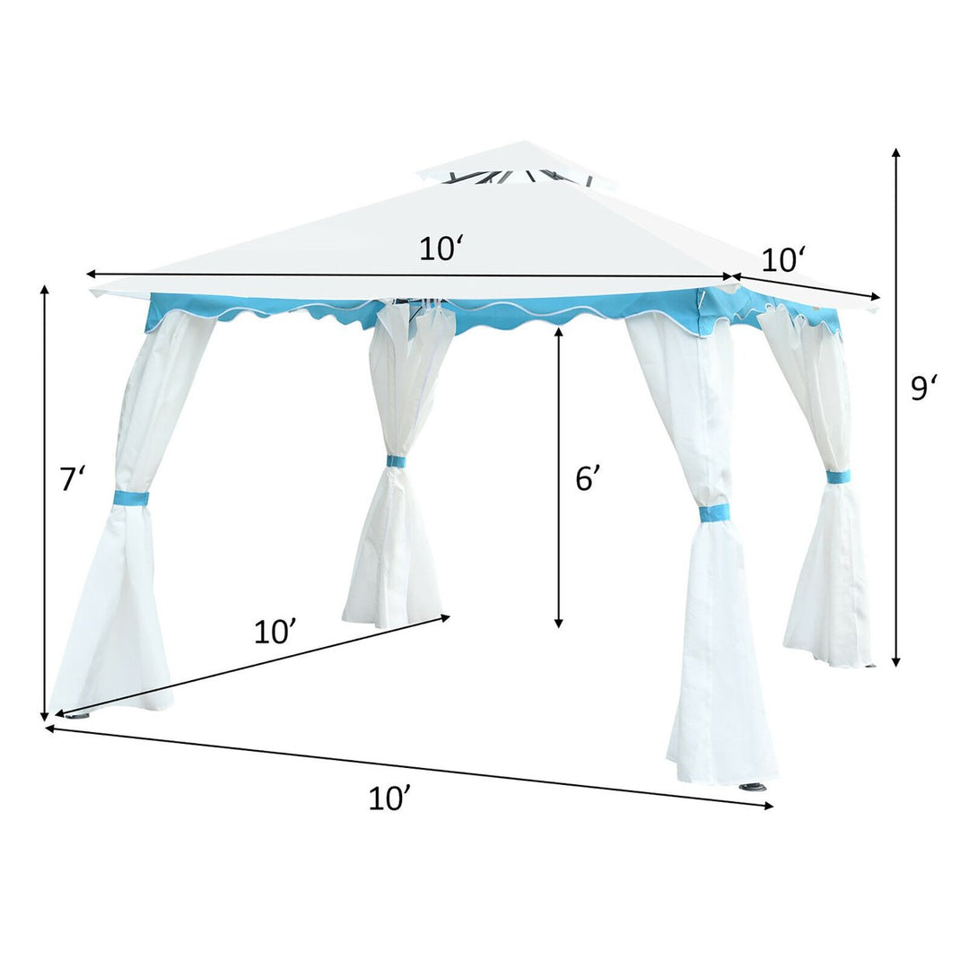 2 Tier 10x10 Patio Gazebo Canopy Tent Steel Frame Shelter Awning W/Side Walls Image 2