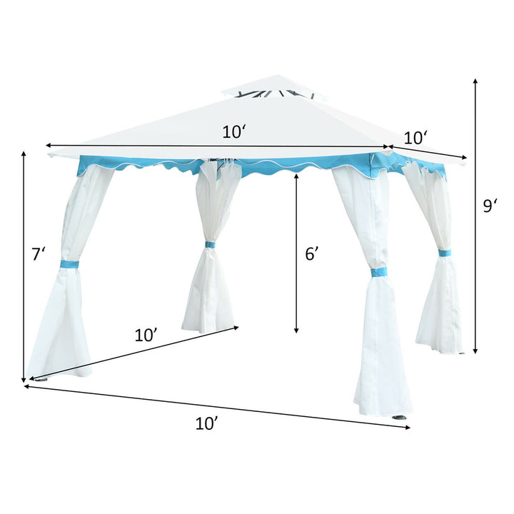 2 Tier 10x10 Patio Gazebo Canopy Tent Steel Frame Shelter Awning W/Side Walls Image 2