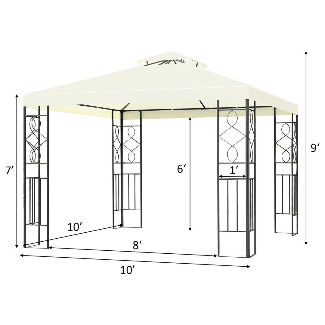 2 Tier 10x10 Patio Gazebo Canopy Tent Steel Frame Shelter Awning Image 2