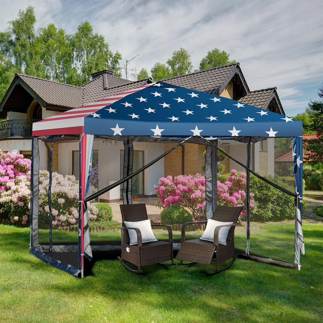 10x10 Folding Pop Up Tent Gazebo Canopy Mesh Sidewall Image 3