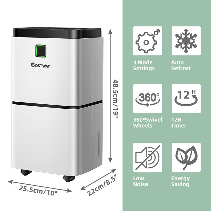 1500 Sq. Ft Portable 24 Pints Dehumidifier To Large Room with 3 Color LED Light Image 10