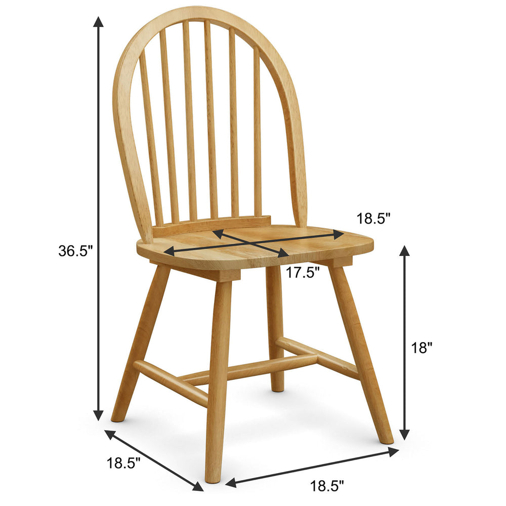 4 PCS Vintage Windsor Dining Side Chair Wood Spindleback Kitchen Natural Image 2