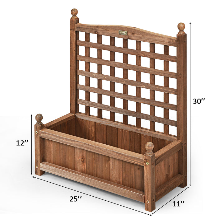 Solid Wood Planter Box with Trellis Weather-Resistant Outdoor 25x11x30 Image 2