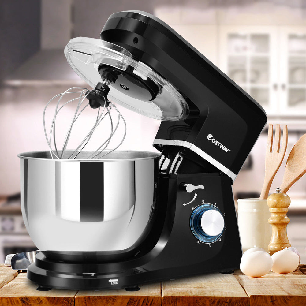 Tilt-Head Stand Mixer 7.5 Qt 6 Speed 660W with Dough Hook, Whisk and Beater Black Image 2