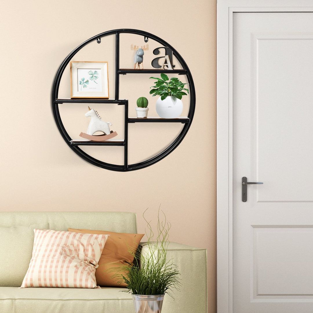 Hanging Storage Shelf Round Circular Wall-Mounted 4-Tier Rack Room Decoration Image 4