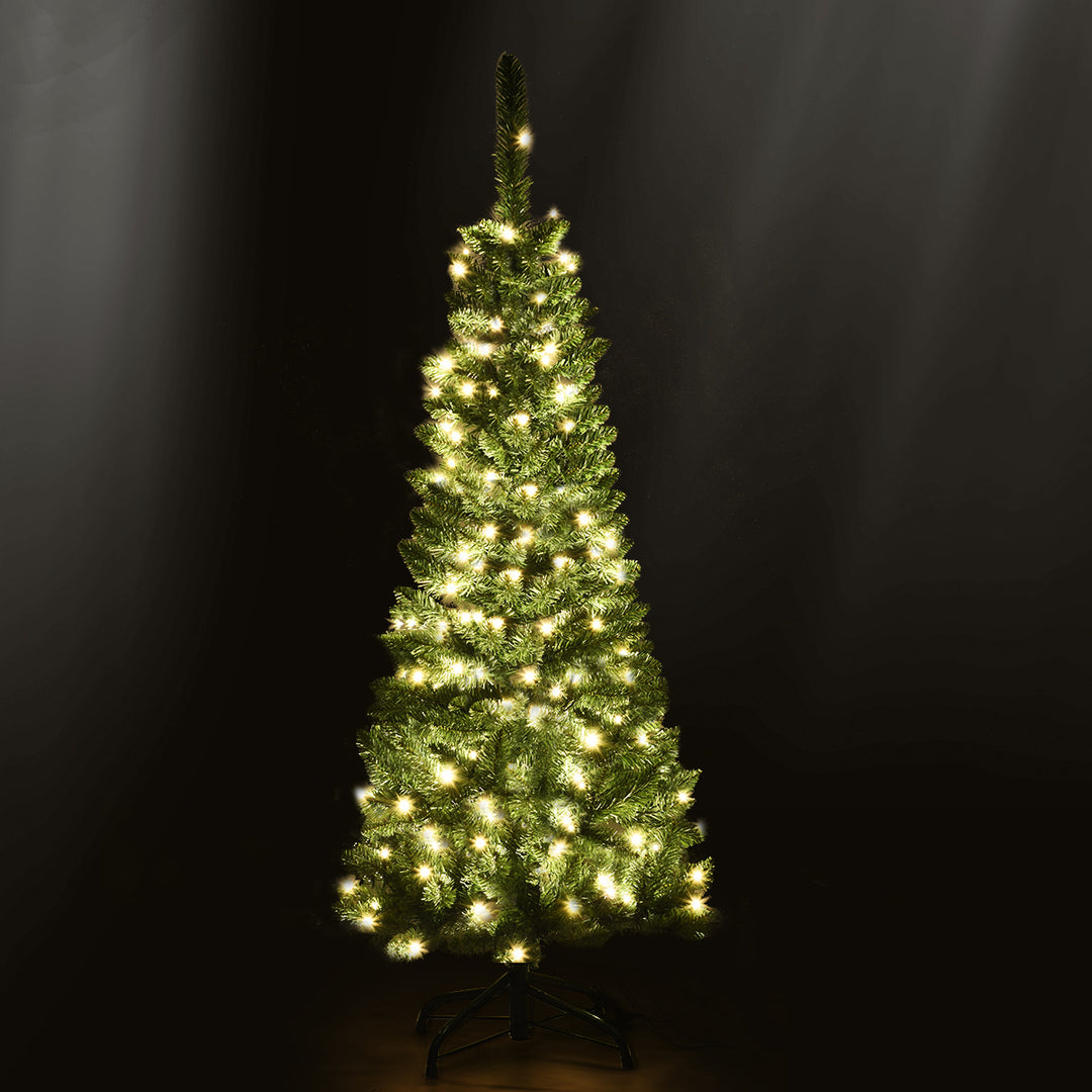 4.5ft Pre-Lit Hinged Pencil Christmas Tree 150 White Lights Image 2