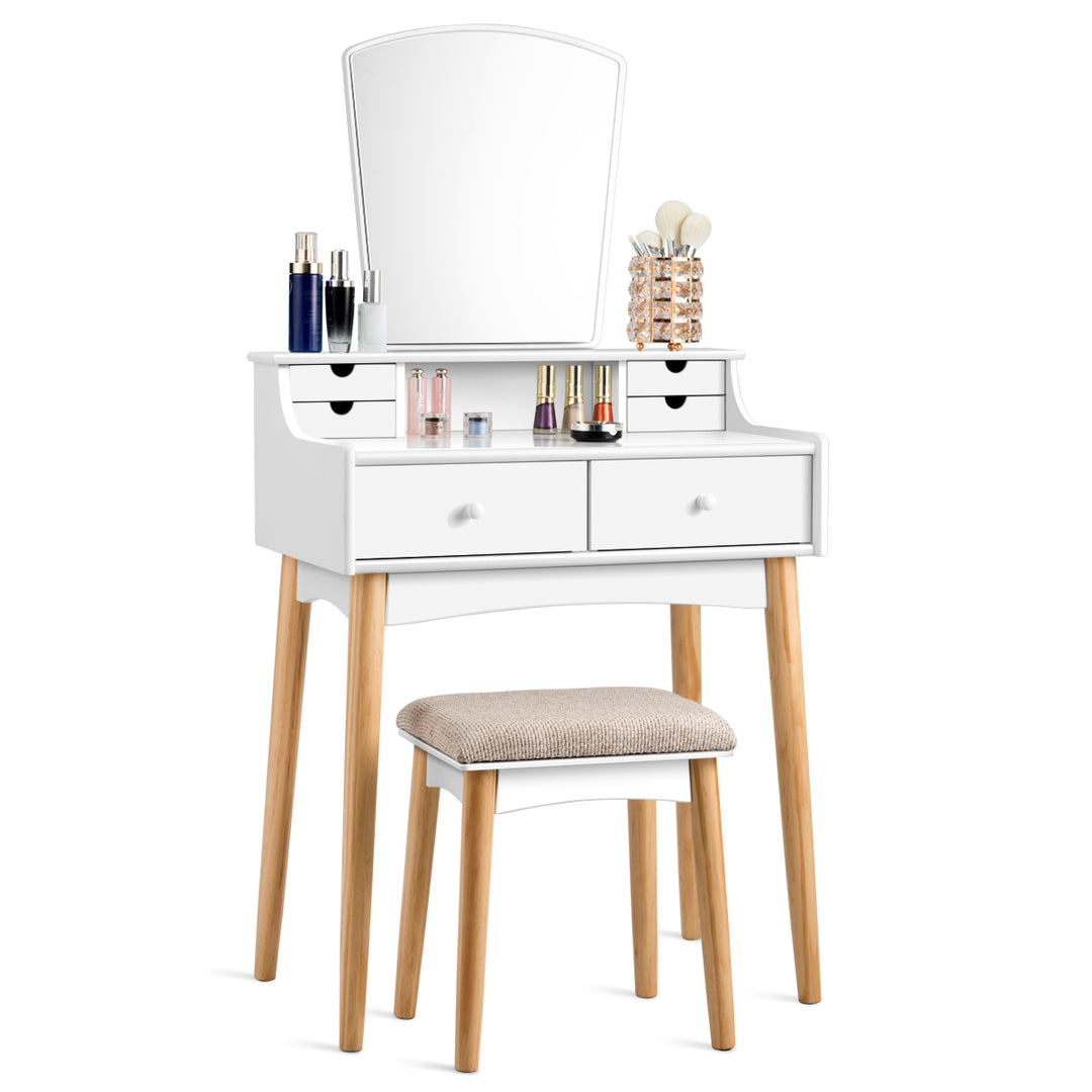 Vanity Table 6 Dressing Table Cushioned Stool Makeup Table Image 4