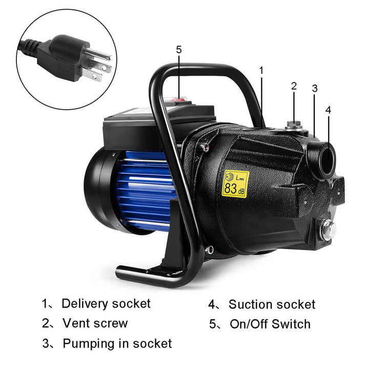 1200W 1 Shallow Well Water Booster Pump Home Garden Irrigation 1000GPH Image 4