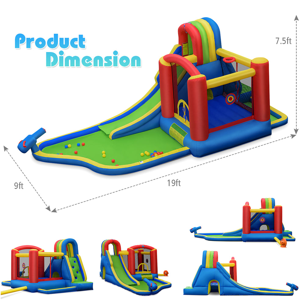 Inflatable Kid Bounce House Slide Climbing Splash Pool Jumping Castle Without Blower Image 2