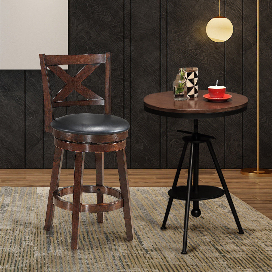 Swivel Stool 24 Counter Height X-Back Upholstered Dining Chair Kitchen Espresso Image 4