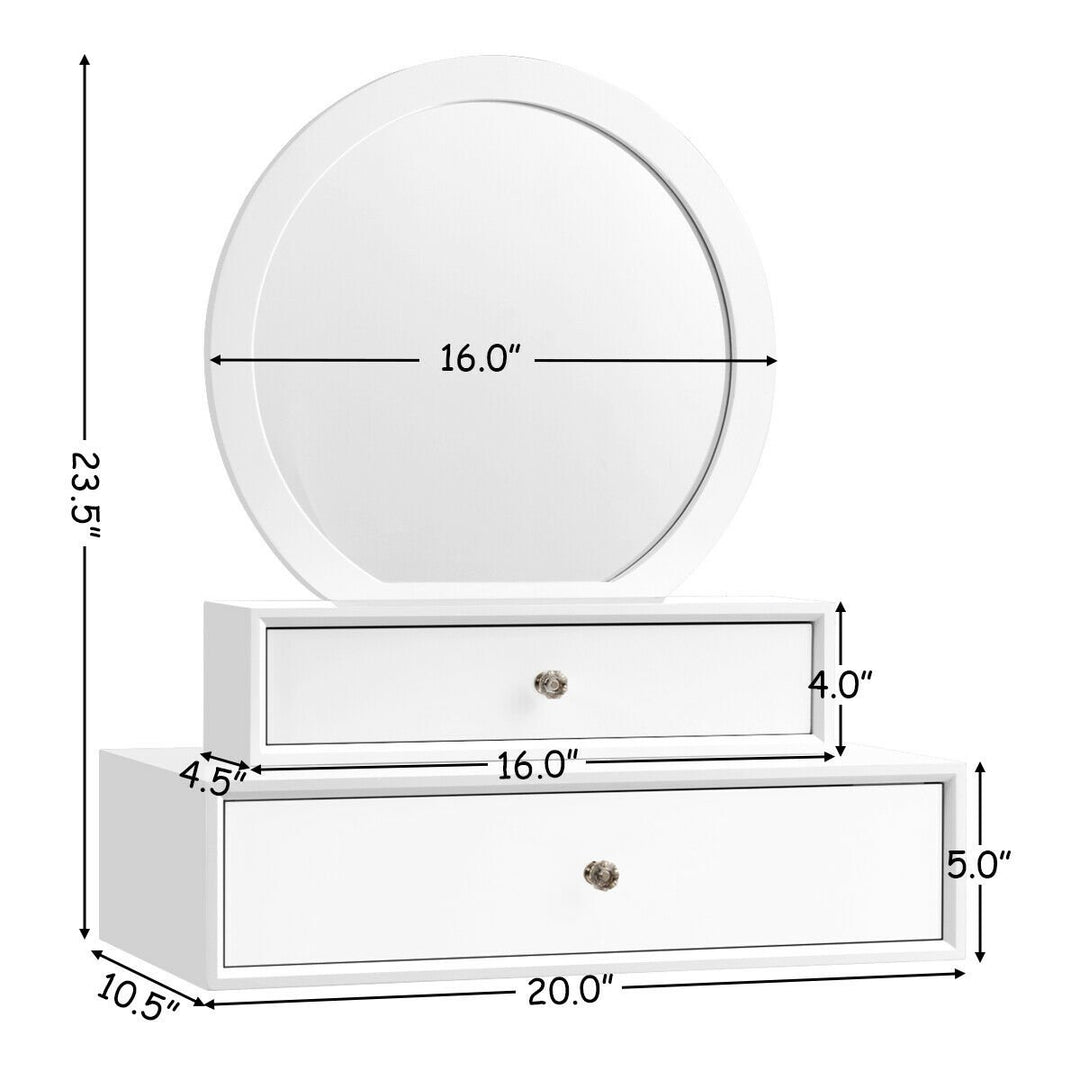 Wall Mounted Vanity Makeup Dressing Home Furniture 2Drawer Image 2