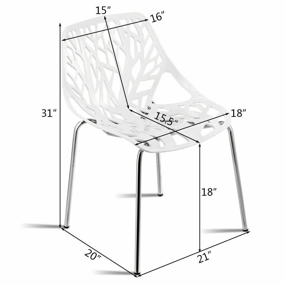 Set Of 6 Birch Sapling Plastic Dining Side Chairs Stackable Accent Armless White Image 2