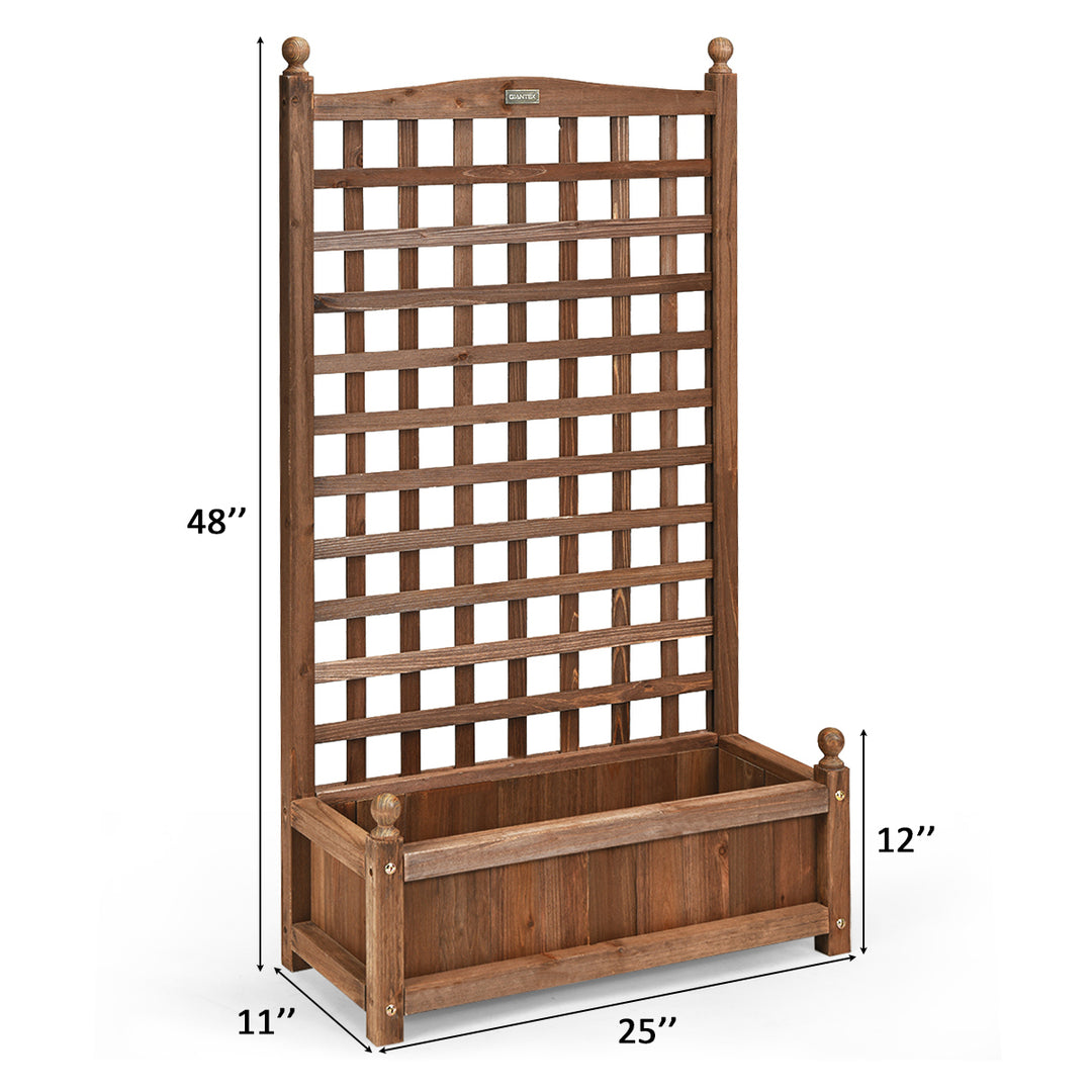 Solid Wood Planter Box with Trellis Weather-Resistant Outdoor 25x11x48 Image 3