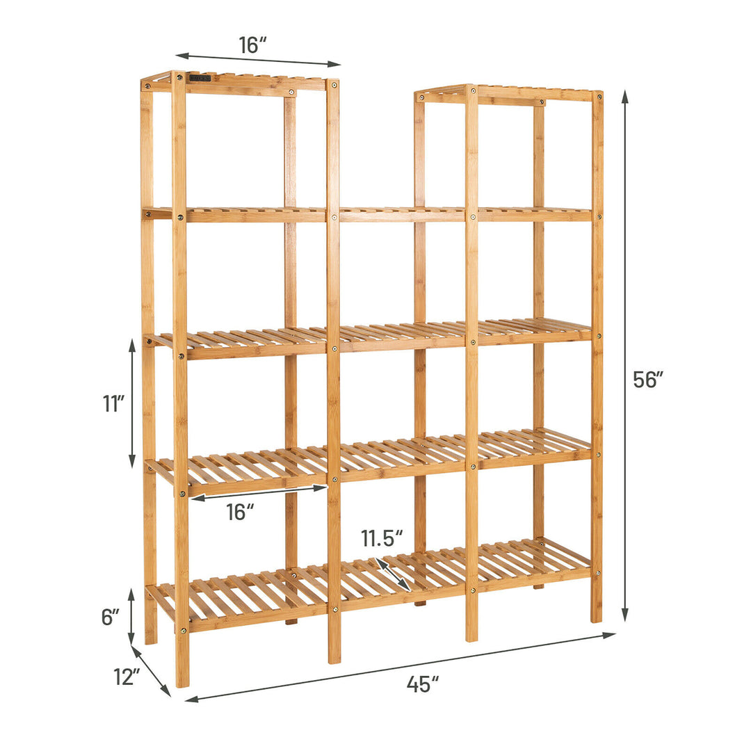 Multifunctional Bamboo Shelf Flower Plant Stand Display Storage Rack Unit Closet Image 4