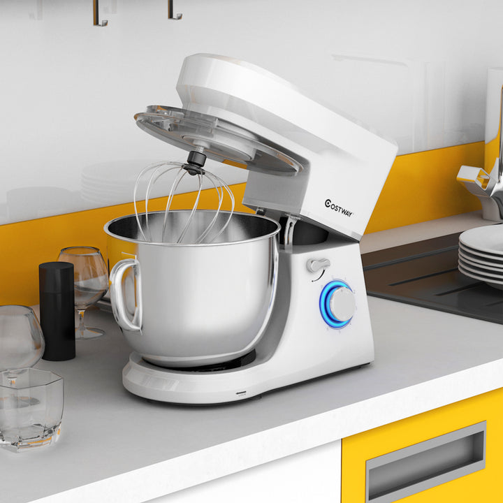 Tilt-Head Stand Mixer 7.5 Qt 6 Speed 660W with Dough Hook, Whisk and Beater White Image 3