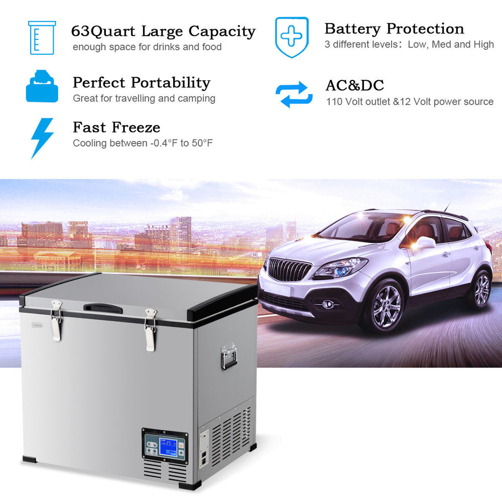 63-Quart Portable Electric Car Cooler Refrigerator / Freezer Compressor Camping Image 2