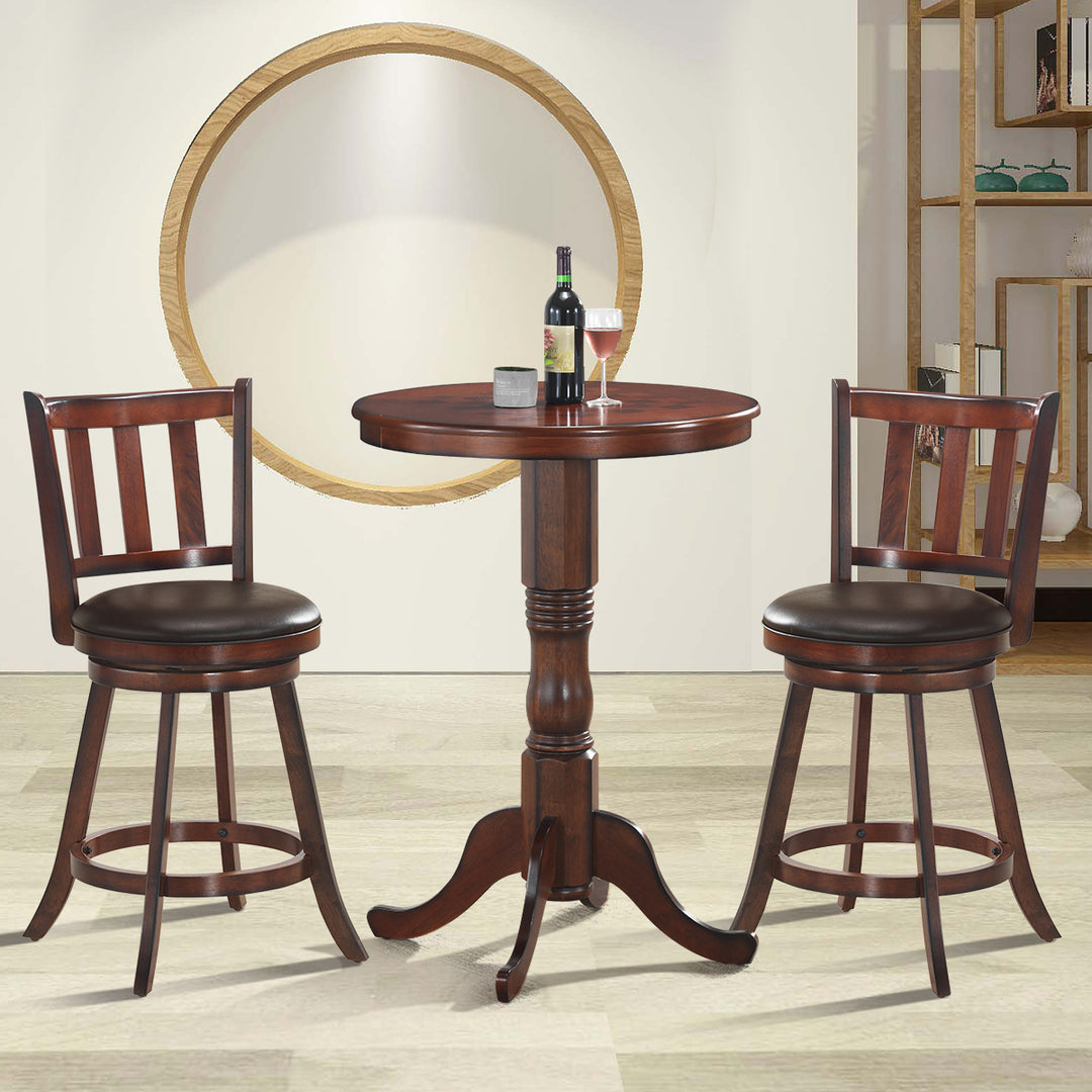 Set of 2 25 Swivel Bar stool Leather Padded Dining Kitchen Pub Bistro Chair High Back Image 3