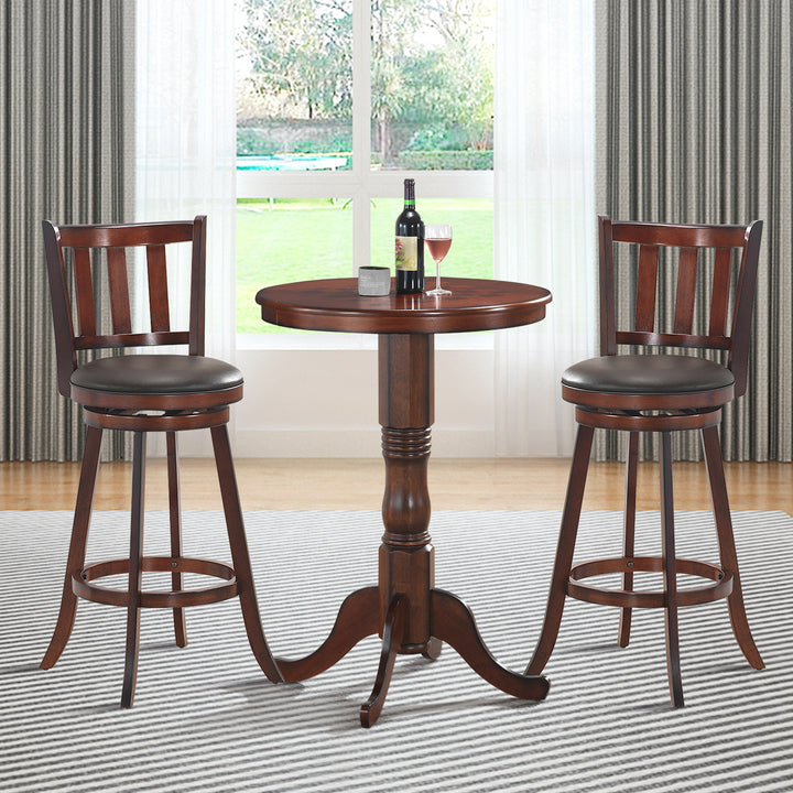 Set of 2 29.5 Swivel Bar stool Leather Padded Dining Kitchen Pub Bistro Chair High Back Image 3