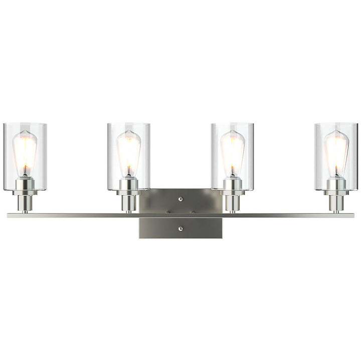 4-Light Wall Sconce Modern Bathroom Vanity Light Fixtures w/ Clear Glass Shades Image 2