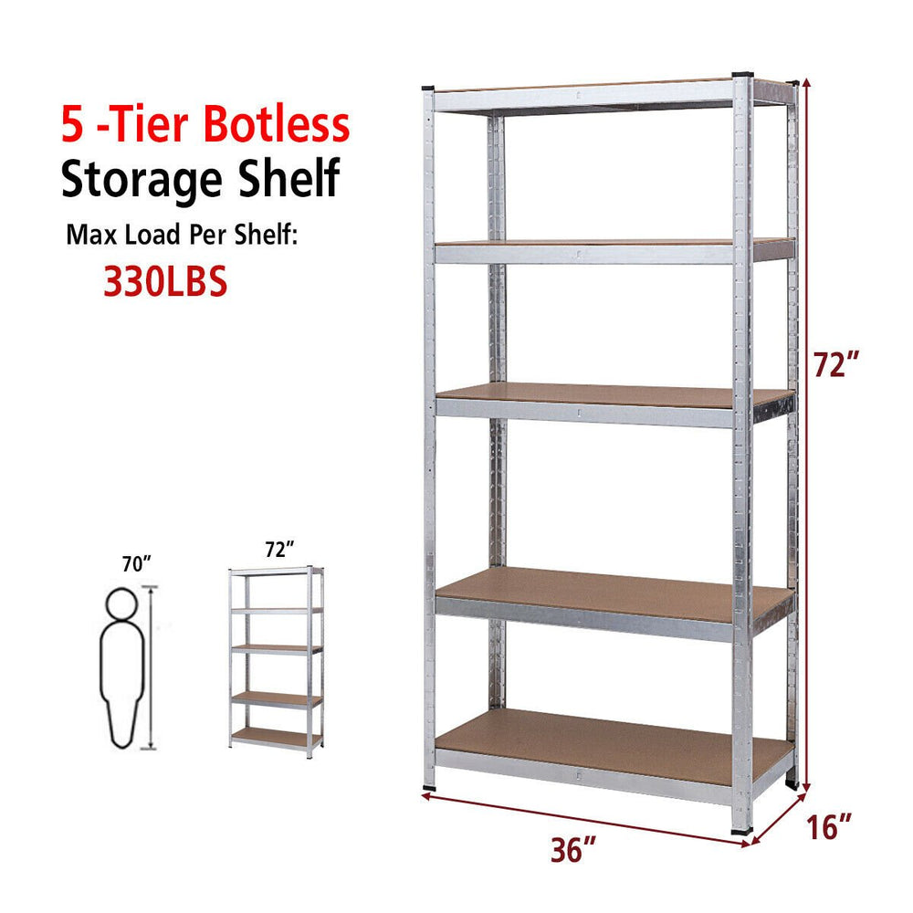 4 PCS 72-Inch 5-Tier Storage Rack Adjustable Garage Shelf Shelving Unit Image 2