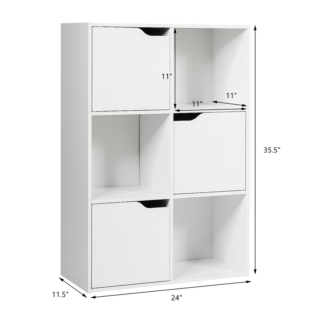 6 Cube Bookcase Cabinet Wood Bookcase Storage Shelves Room Divider Organization Image 2